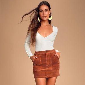 Lulus rust brown corduroy mini skirt